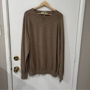 Fairway & Greene Crewneck Golf Sweater in Classic Brown Merino Wool Size XXL